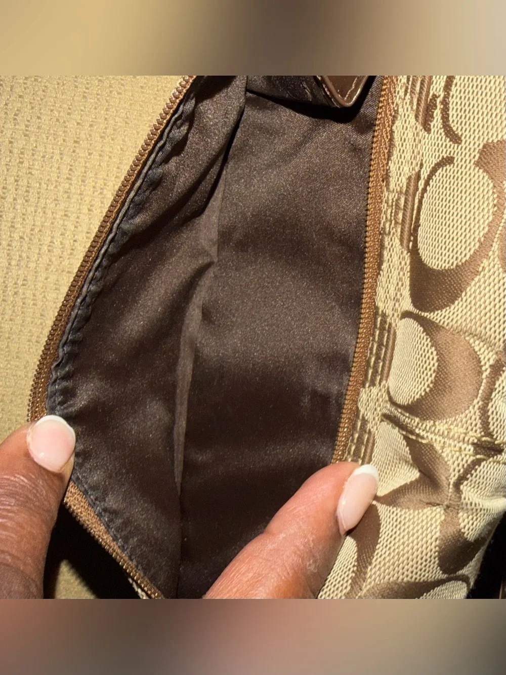 Coach Signature Canvas Crossbody Bag and Wallet in Tan and Brown
